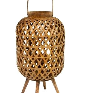 Reddish Brown Tulum Woven Lantern StandSTRATTON HOME DECOR